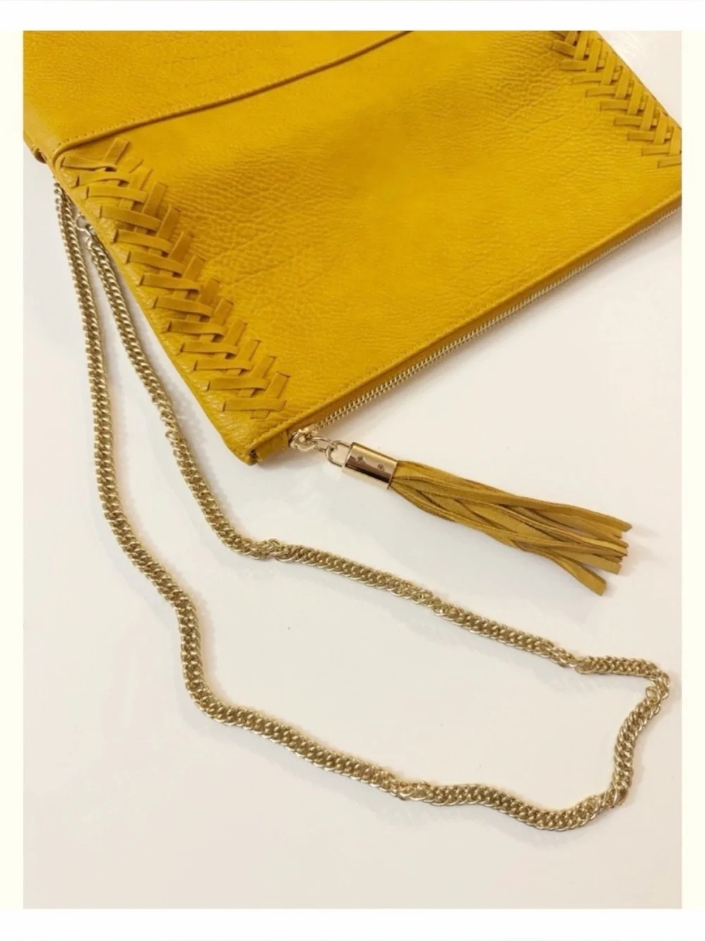 Moda Luxe Palermo Stitch Detail Clutch in Mustard